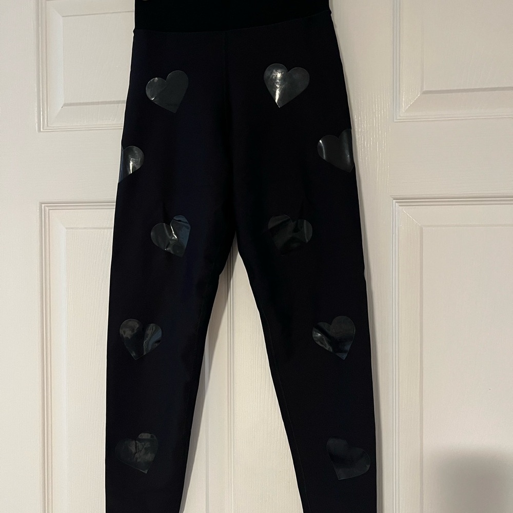 ultracor Black Leggings with Glossy Heart Accents